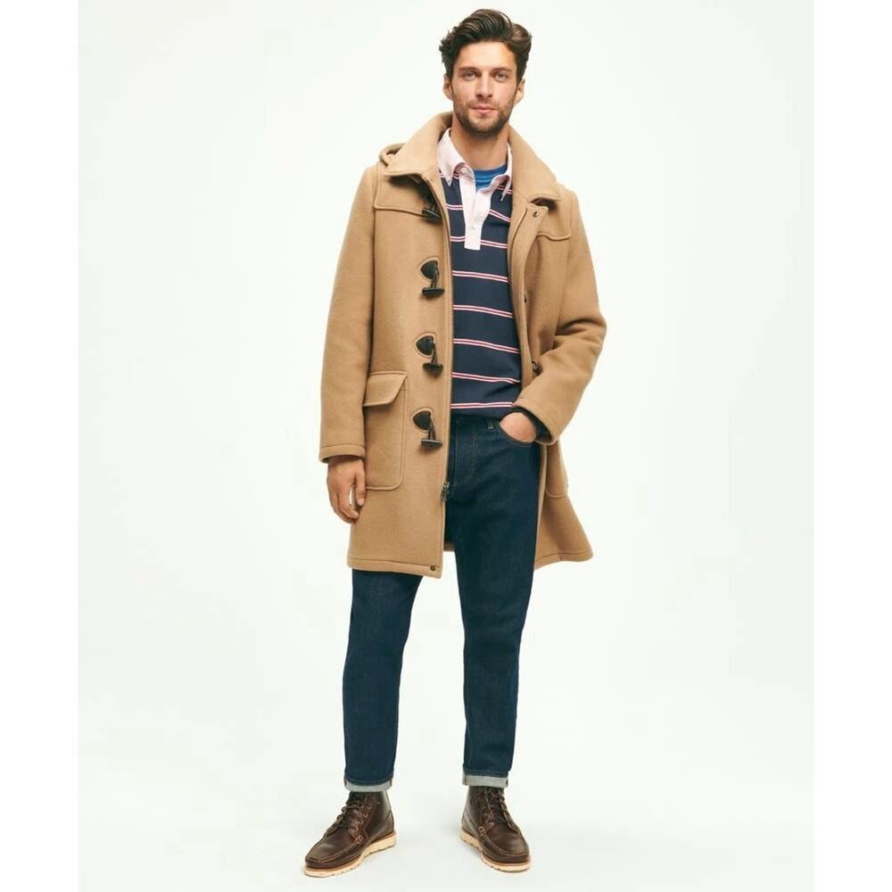 Brooks Brothers Camel Wool Duffle Coat M Hooded Toggle Winter Jacket NWOT - Picture 4 of 12
